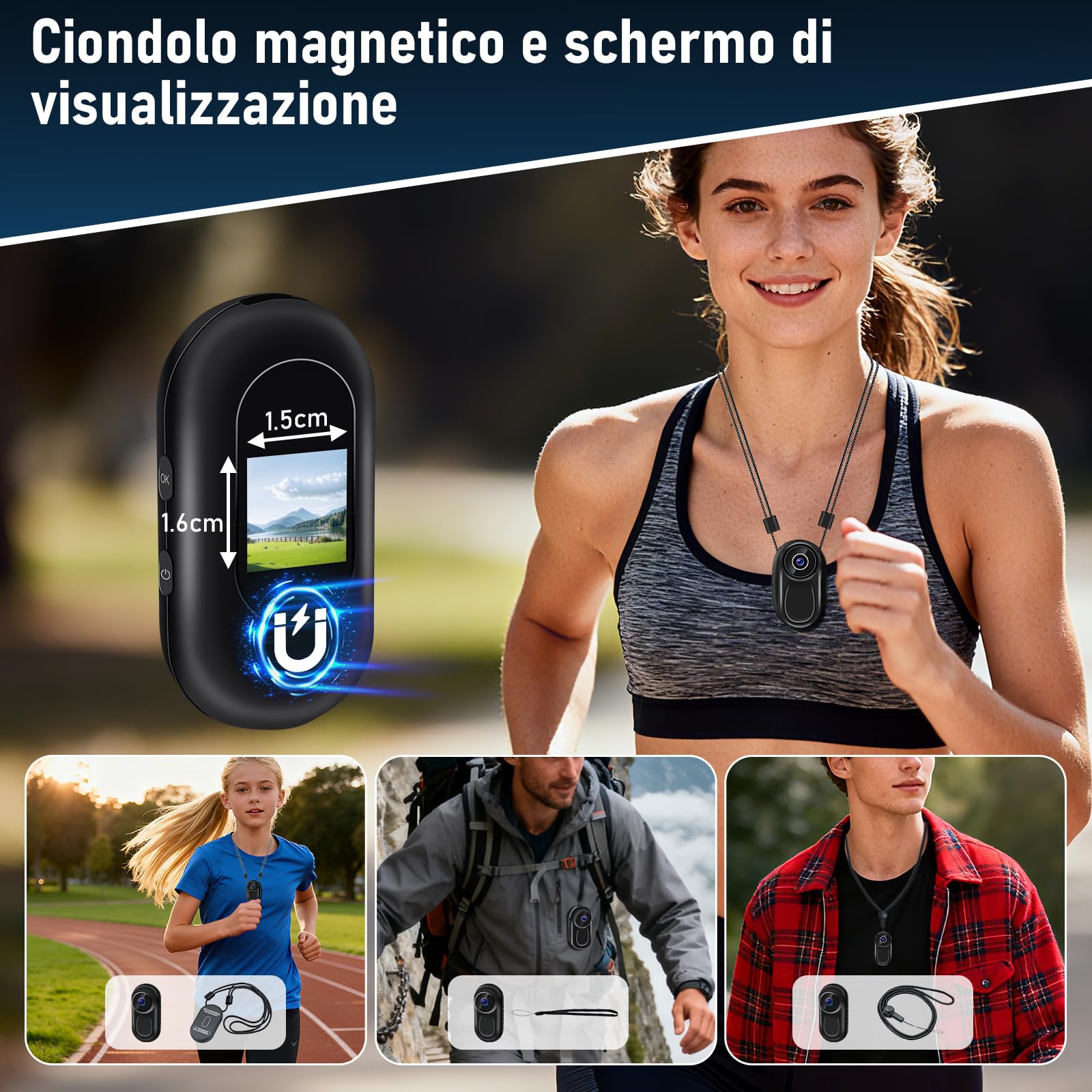 LXMIMI Mini Action Cam, Videocamera Sportiva HD 1080P - Nera | 120° Mini Action Cam con Display, Videocamera POV Portatile per Bicicletta, Casco da Moto, Escursionismo