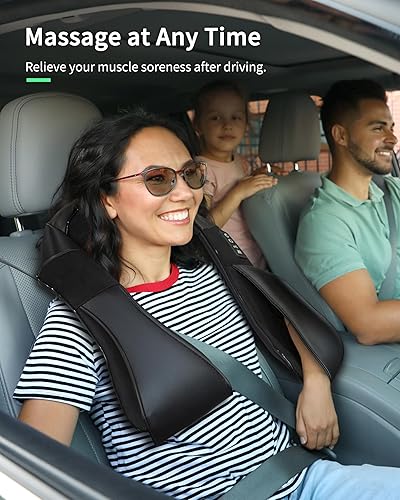 Miniatura 7 de Masajeador de espalda, cuello y hombros con calor, almohada de amasamiento 3D de tejido profundo, masajeador eléctrico de cuerpo completo para