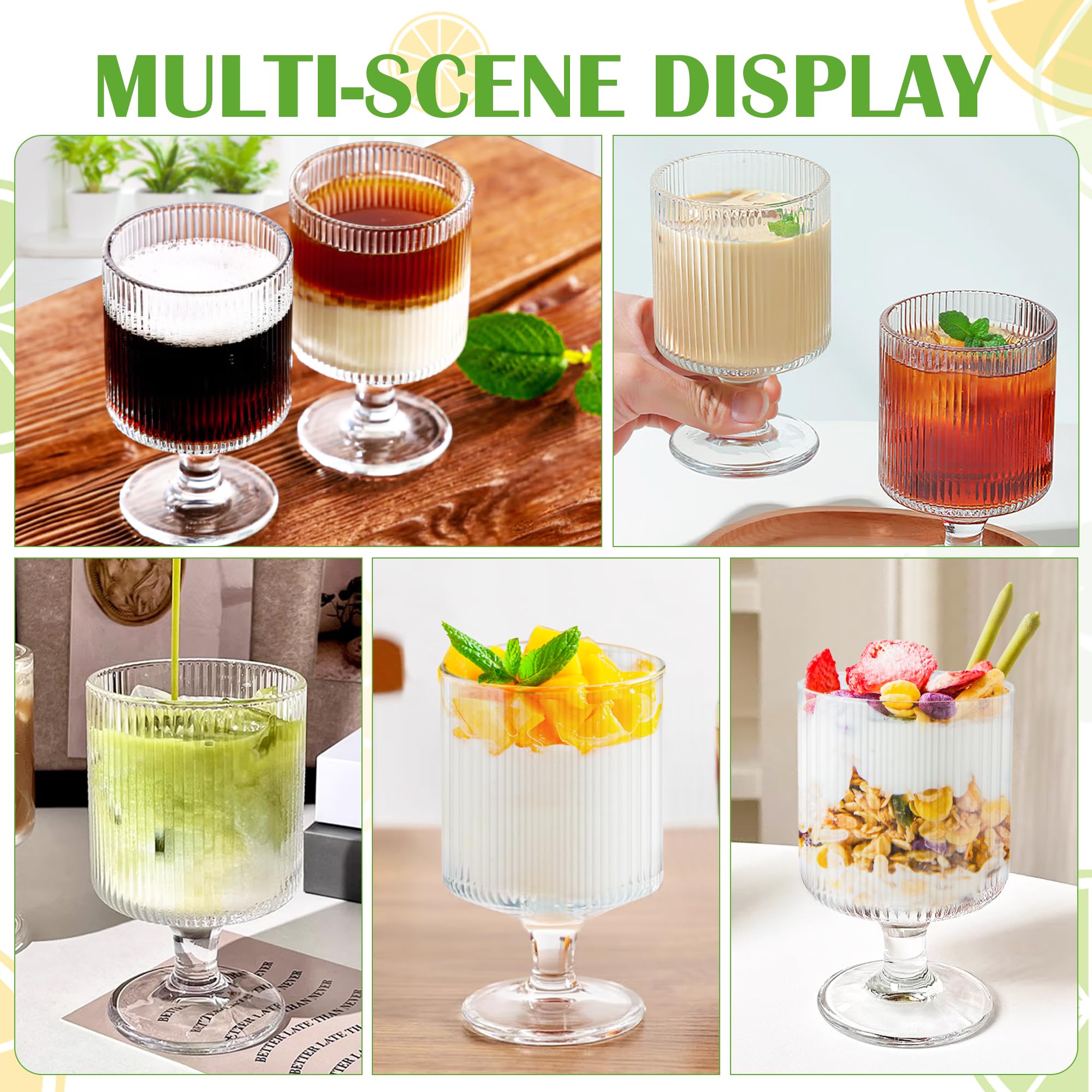 LYLIDIA 2 Stück Dessertgläser 250ml Eiskaffee Desert Gläser Set Glas Mit Fuß, Dessertschalen Desert Becher Dessertbecher Eisbecher Eisgläser Joghurtgläser für Nachtisch, Tiramisu, Spülmaschinenfest