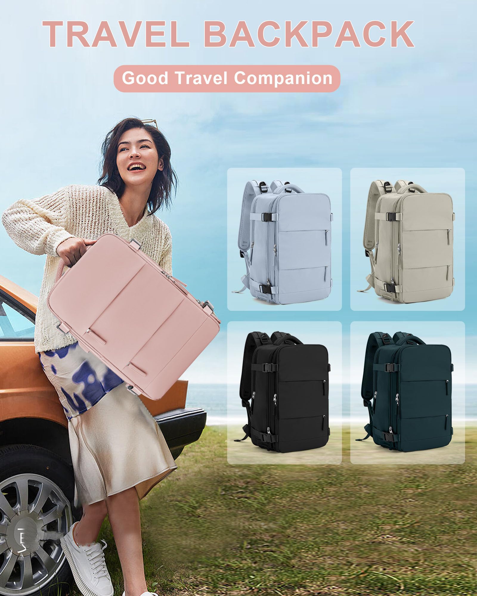 BJLFS Borse da Cabina per Ryanair 40x20x25 Bagaglio a Mano Zaino Borsa Zaino da Viaggio, Zaino da trekking,Zaino Easyjet 45x36x20,Zaino Casual per laptop da 14 pollici per scuola