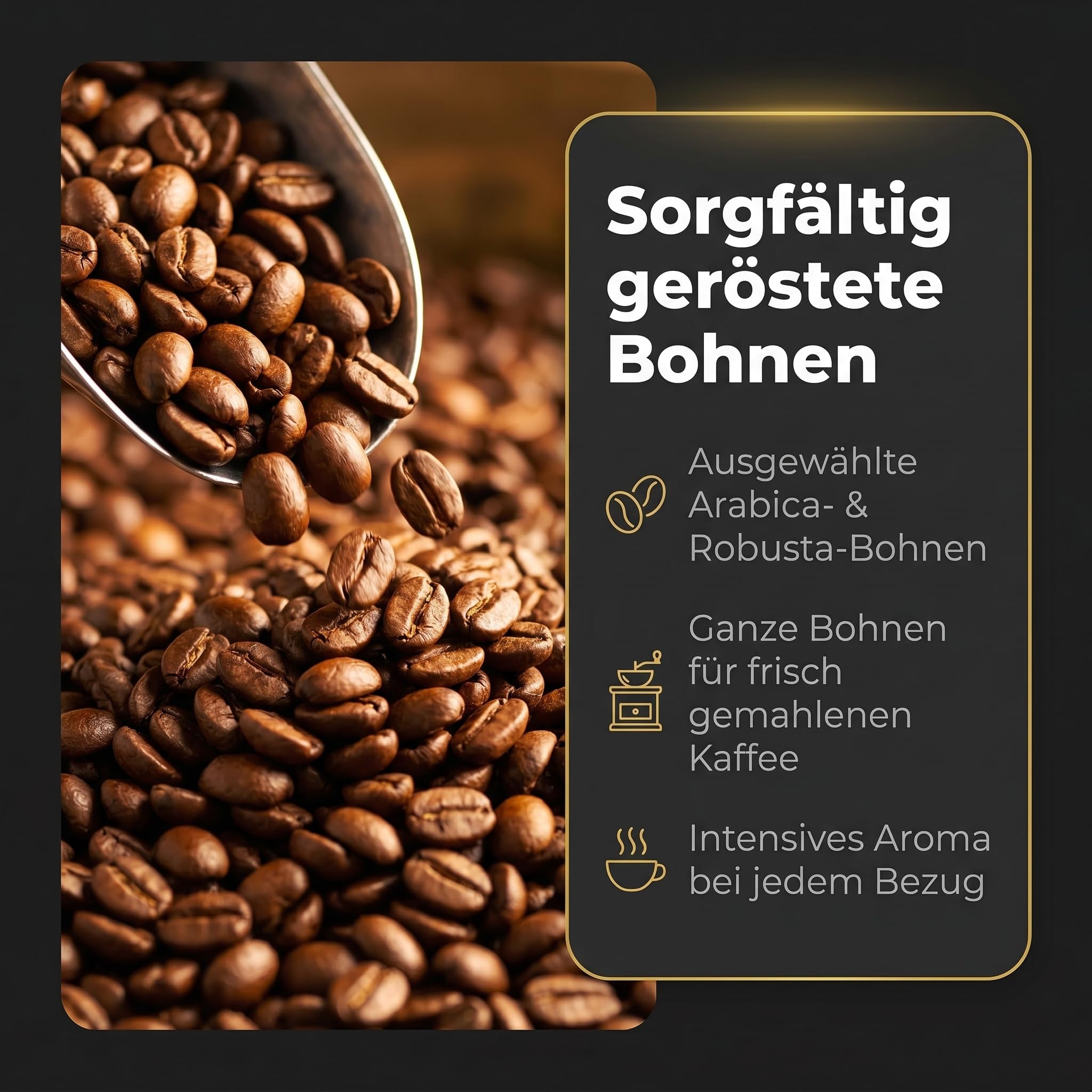 Grande Caffe Espresso Kaffeebohnen, ganze Bohnen, 80% Arabica 20% Robusta, Dunkle Röstung, 1000g, 2er Set, würzig-nussiges Aroma, traditionelle Trommelröstung