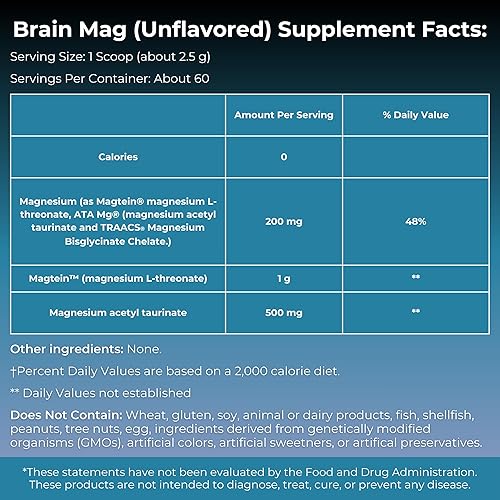 Miniatura 2 de Brain Mag Magnesio L-treonato Magteína y Magnesio Glicinato Polvo (sin sabor)