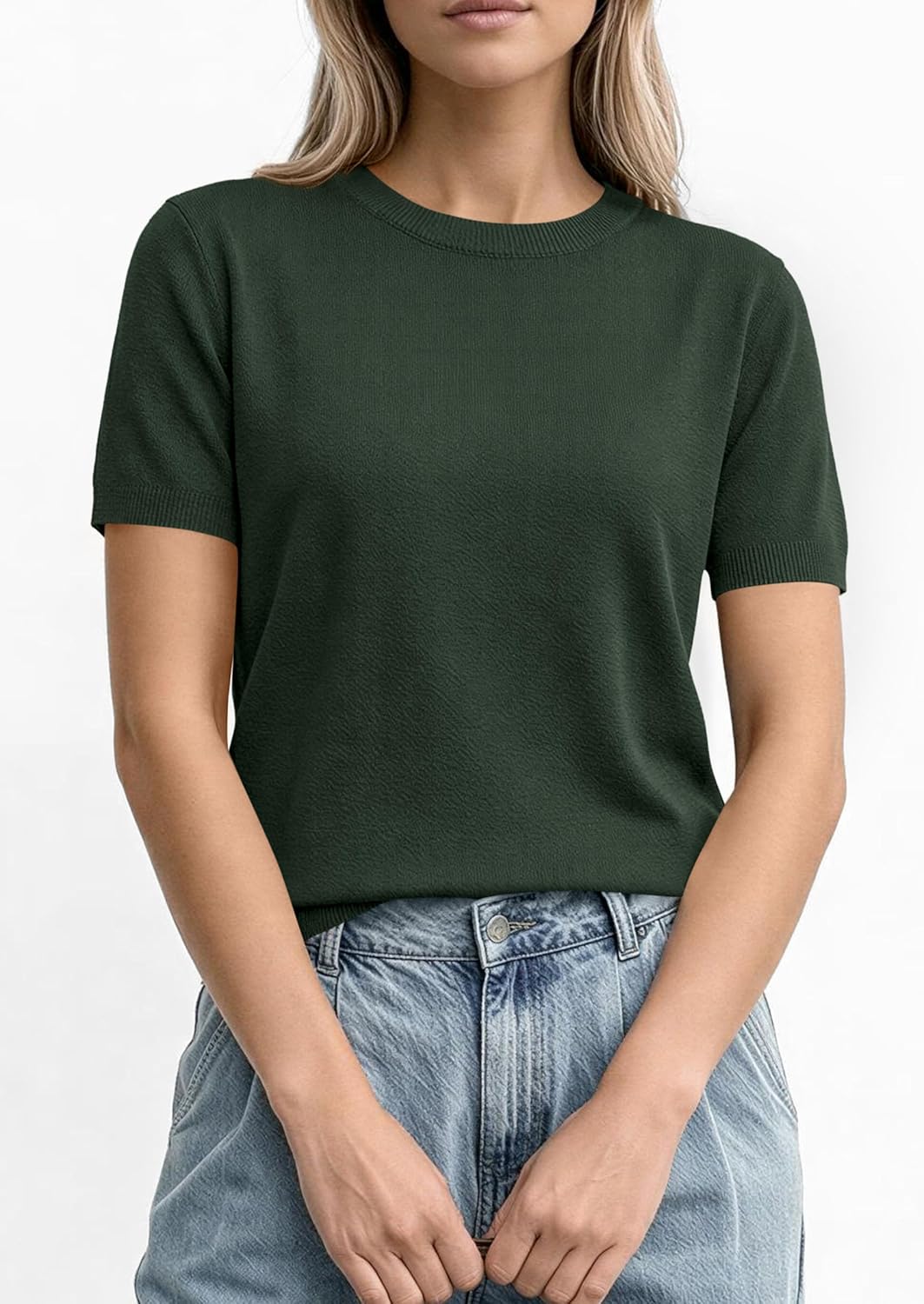 PRETTYGARDEN Women's Short Sleeve Sweaters 2026 Spring Crew Neck Knit Work Shirts Business Casual Tops Summer Fashion Clothes - Image 5