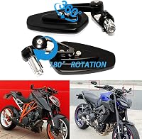JMTBNO Motorkerékpár Visszapillantó Tükör 22mm Fekete Univerzális 3