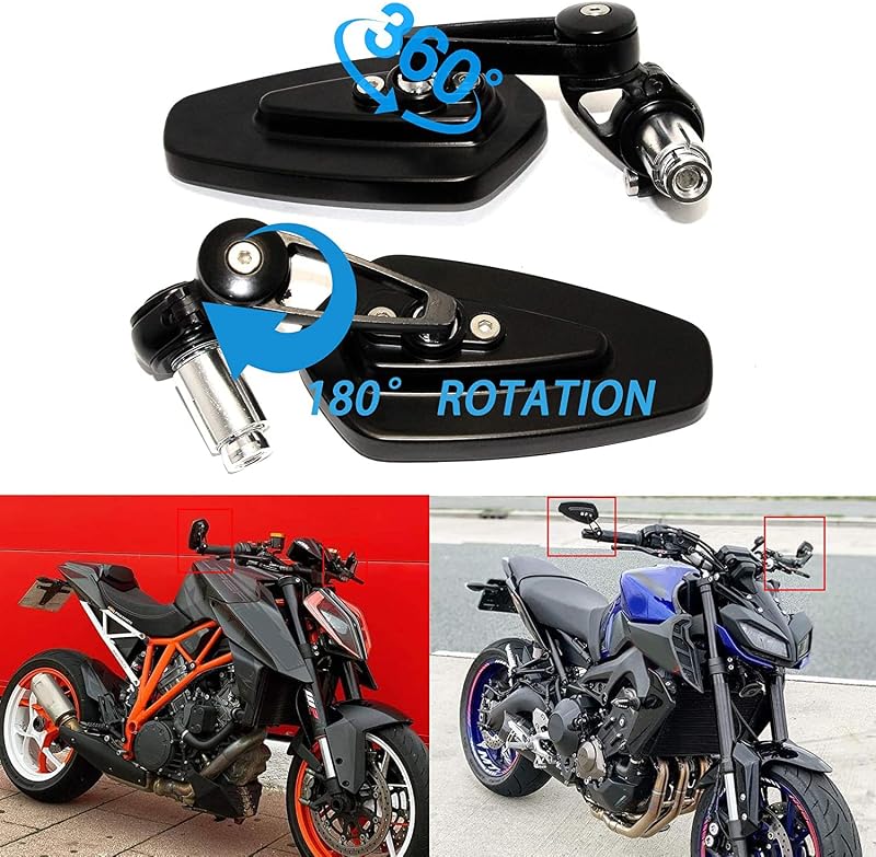 JMTBNO Motorkerékpár Visszapillantó Tükör 22mm Fekete Univerzális