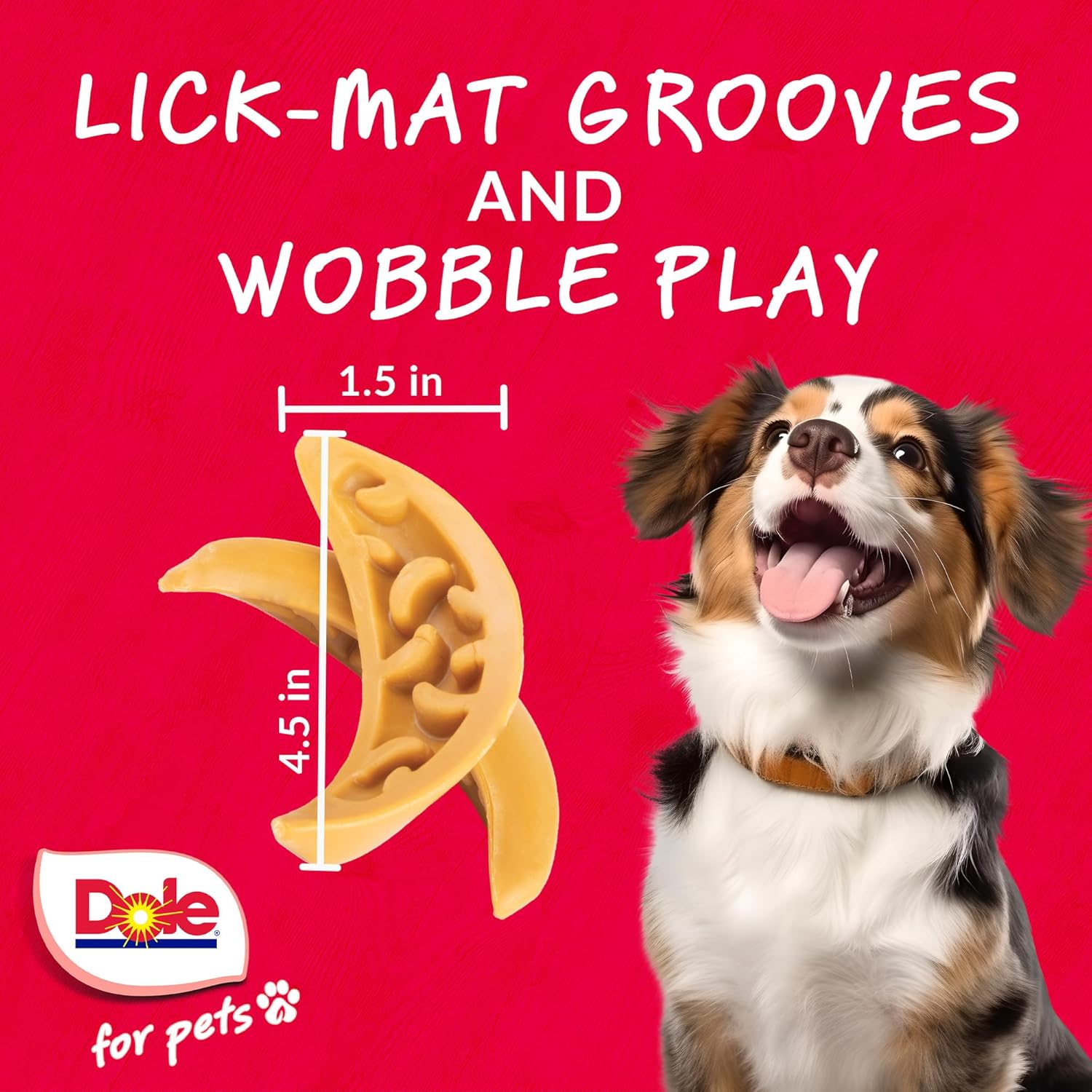 Dole for Pets Freshly Fetched Lasting Chew Banana Flavor Dog Treats, Medium and Large Breeds, No Wheat, Corn, Soy, Artificial Flavors, Colors, or Animal Products, 8 Ounces, 5 Chews - 6 Pack