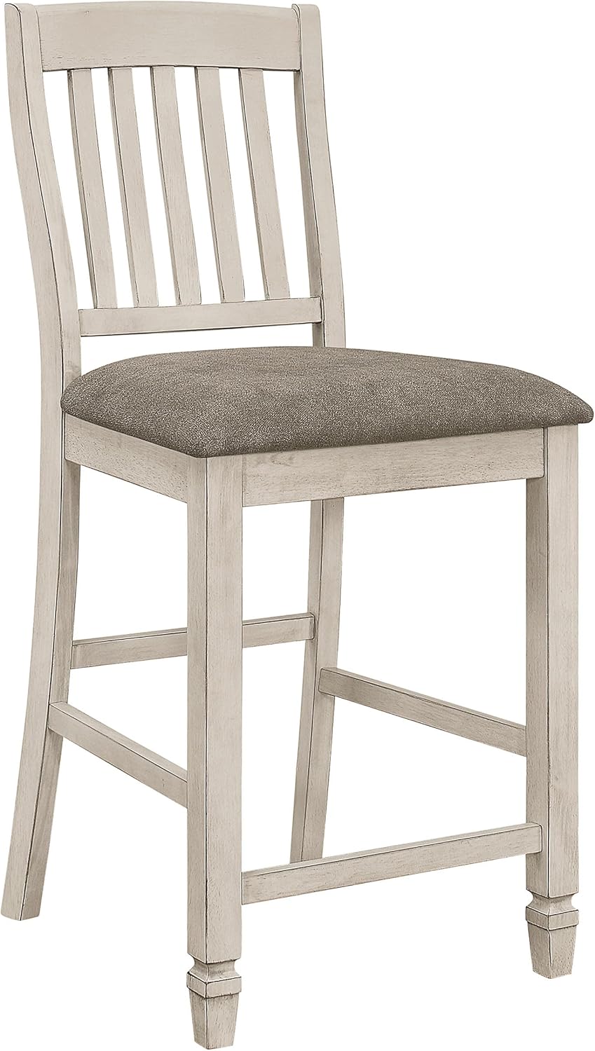 Coaster Home Furnishings - Sarasota - Wood Counter Chairs (Set of 2) - Upholstered Chairs, Slat Back, Padded Seats, Footrest - Dining Room & Kitchen - Rustic Cream - 192819