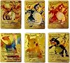 6pcs Charizard Vmax Gold Card, Collector's Rare Metal Card, Suitable for DX GX Metal Plated Series, Rainbow Rare Charizard Vmax Series-Limited Supply