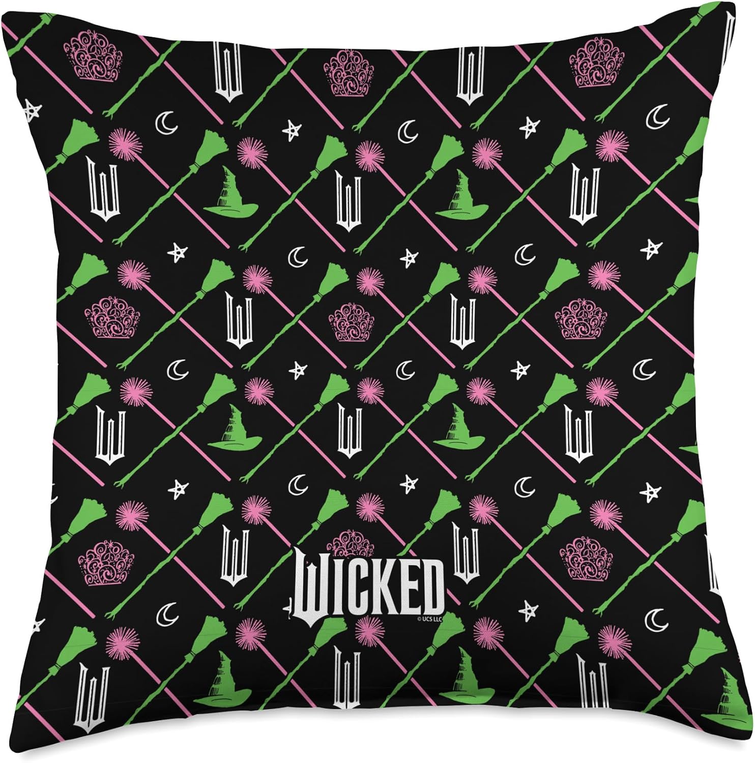 Wicked Broomsticks & Wands All Over Print Throw Pillow