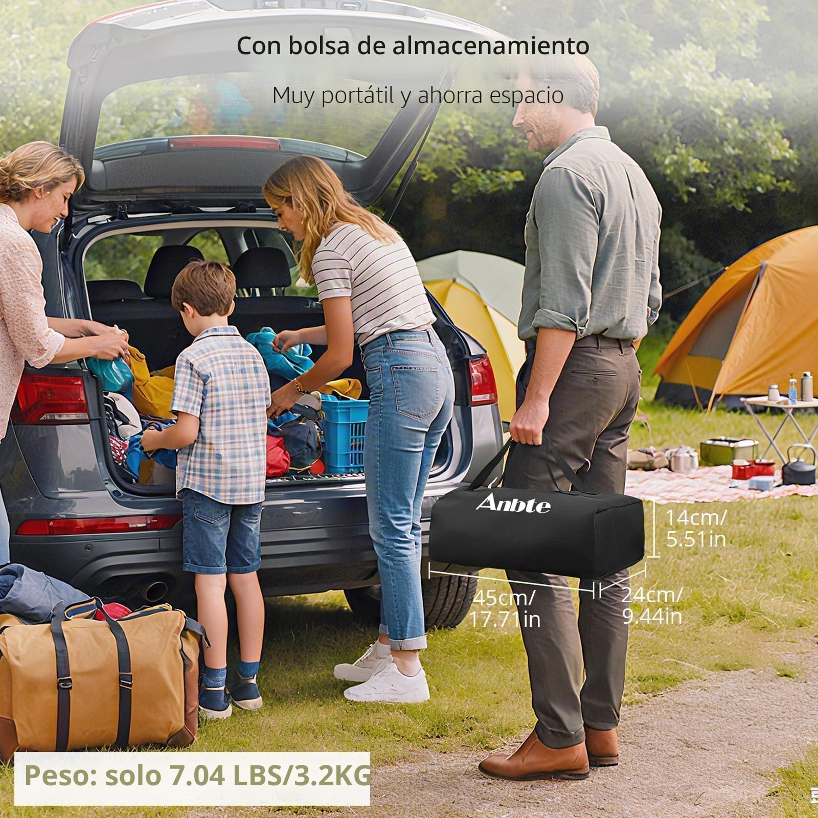 Anbte Mesa de Camping 50.5 x 41 x 44/70 cm,Aluminum Alloy | Mesa de Acampada Enrollable Cuadrada con Bolsa de Almacenamiento para al Aire Libre Patio de Picnic de Viaje de Caravana
