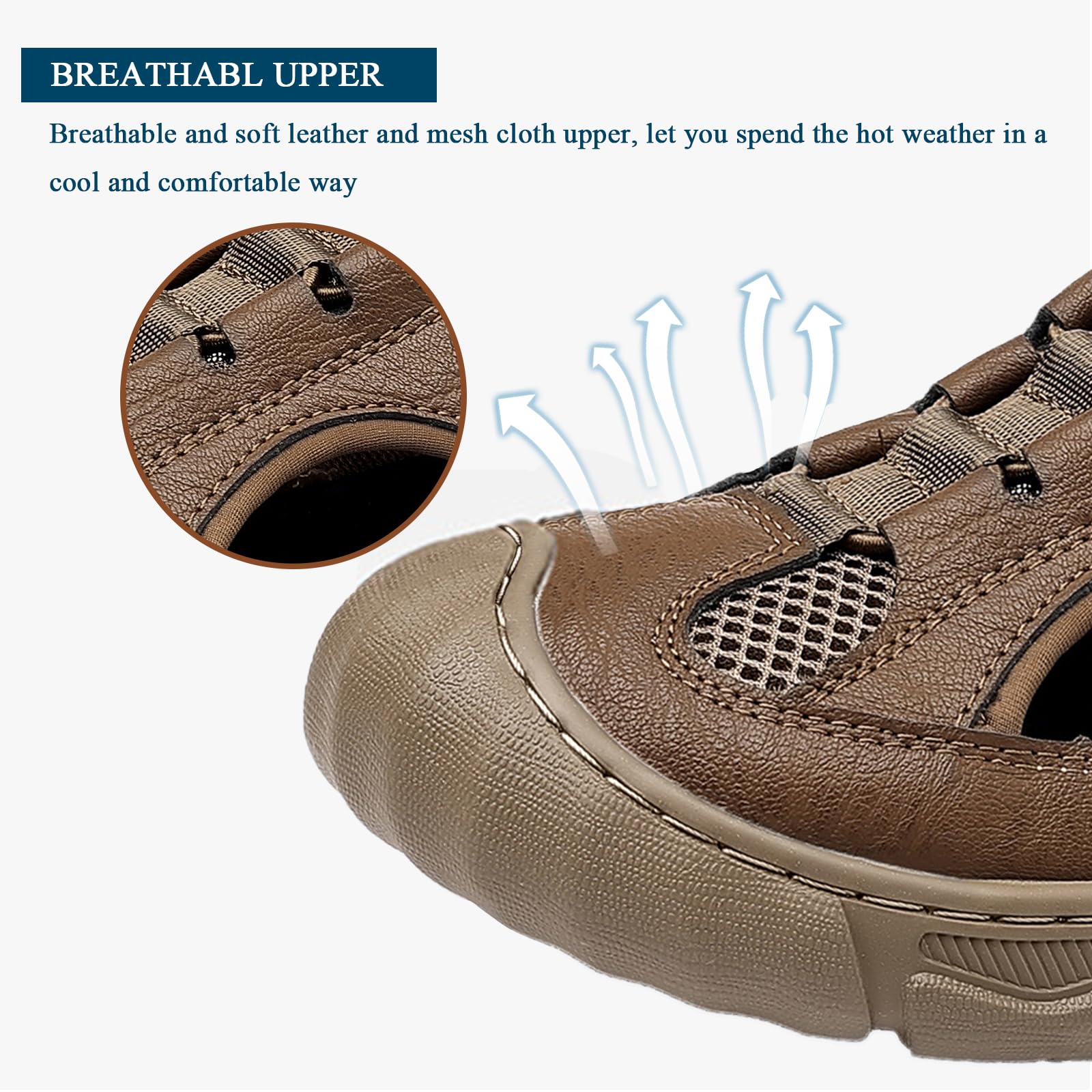 Sandali Uomo Estivi Leggero Pelle Traspirante Regolabili Comodi Scarpe da Escursionismo Sportivi Sandali per Casa Mare Spiaggia Piscina