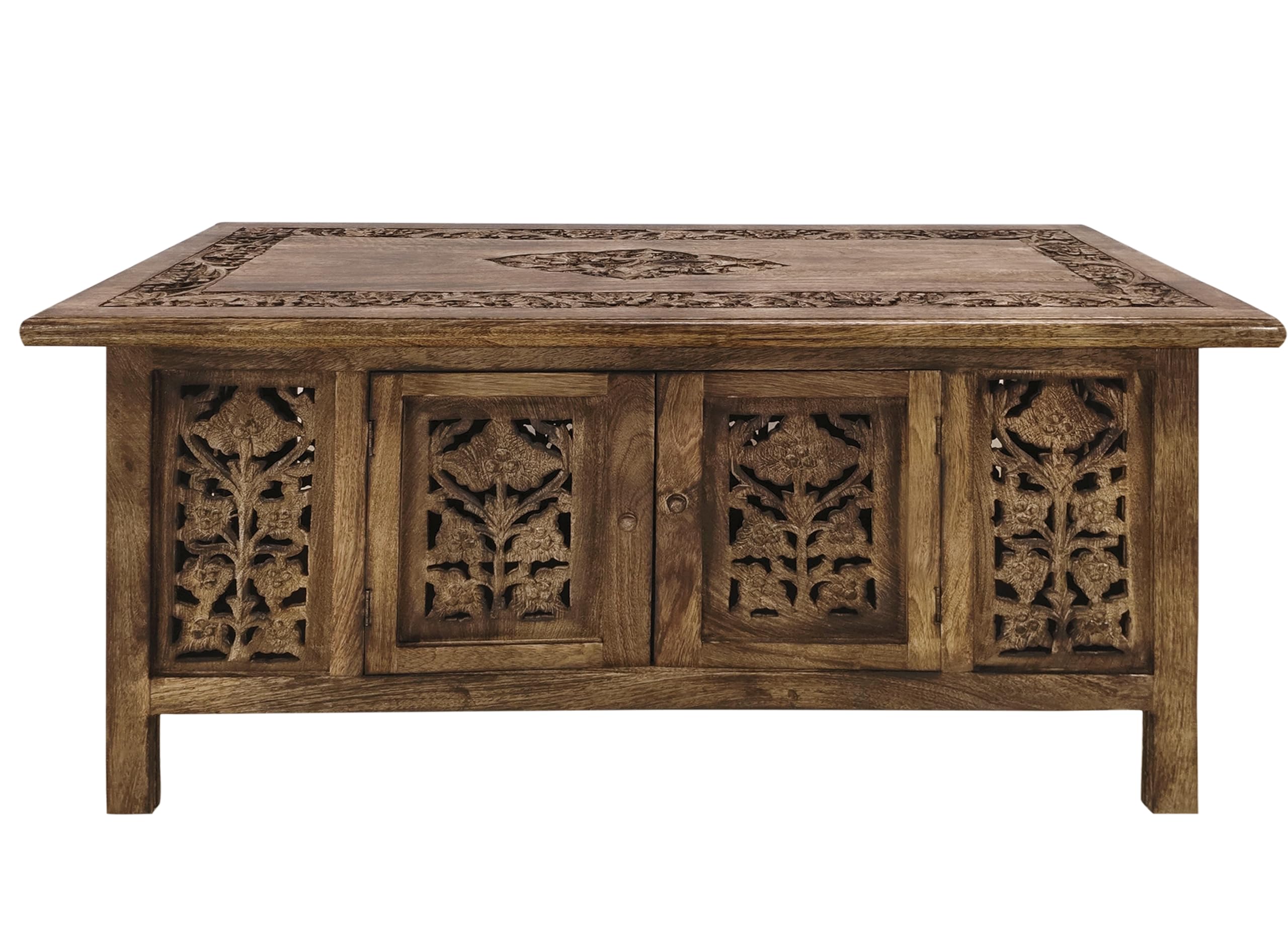 Lightnpro Handmade Wooden Coffee Table - Pre-Assembled Rectangular Foldable Living Room Centre Table with Magazine Paper Storage Space-Saving