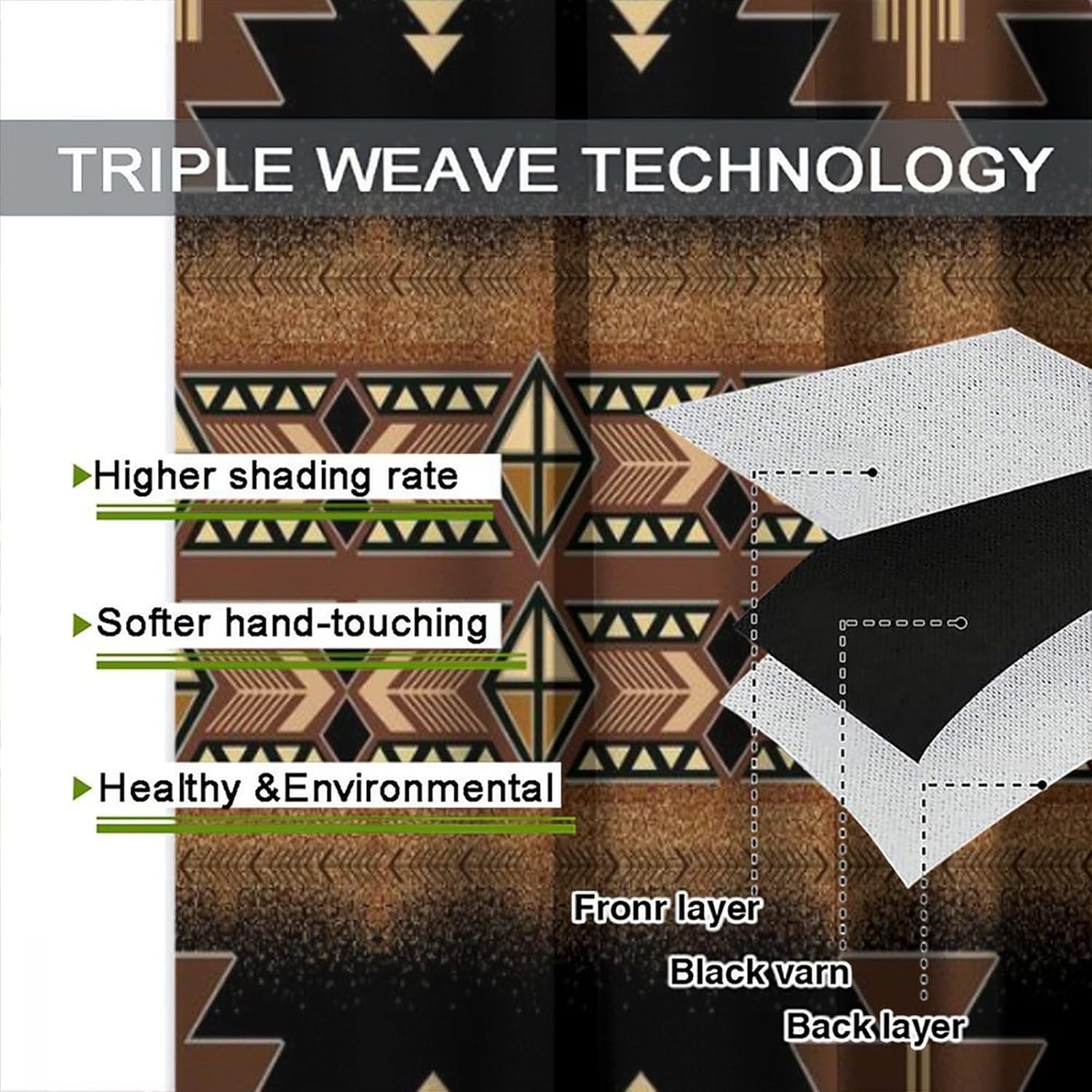 Aztec Curtains Boho Style Native Tribes Navajo Pattern Native Abstract Painting Printed Curtains Living Room Bedroom Set of 2 42x45 Inches - Image 6