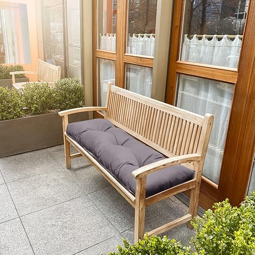 Miniatura 2 de Tiita Cojín de banco para exteriores e interiores, impermeable, de espuma viscoelástica, duradero, para asiento de banco de patio, antideslizante,