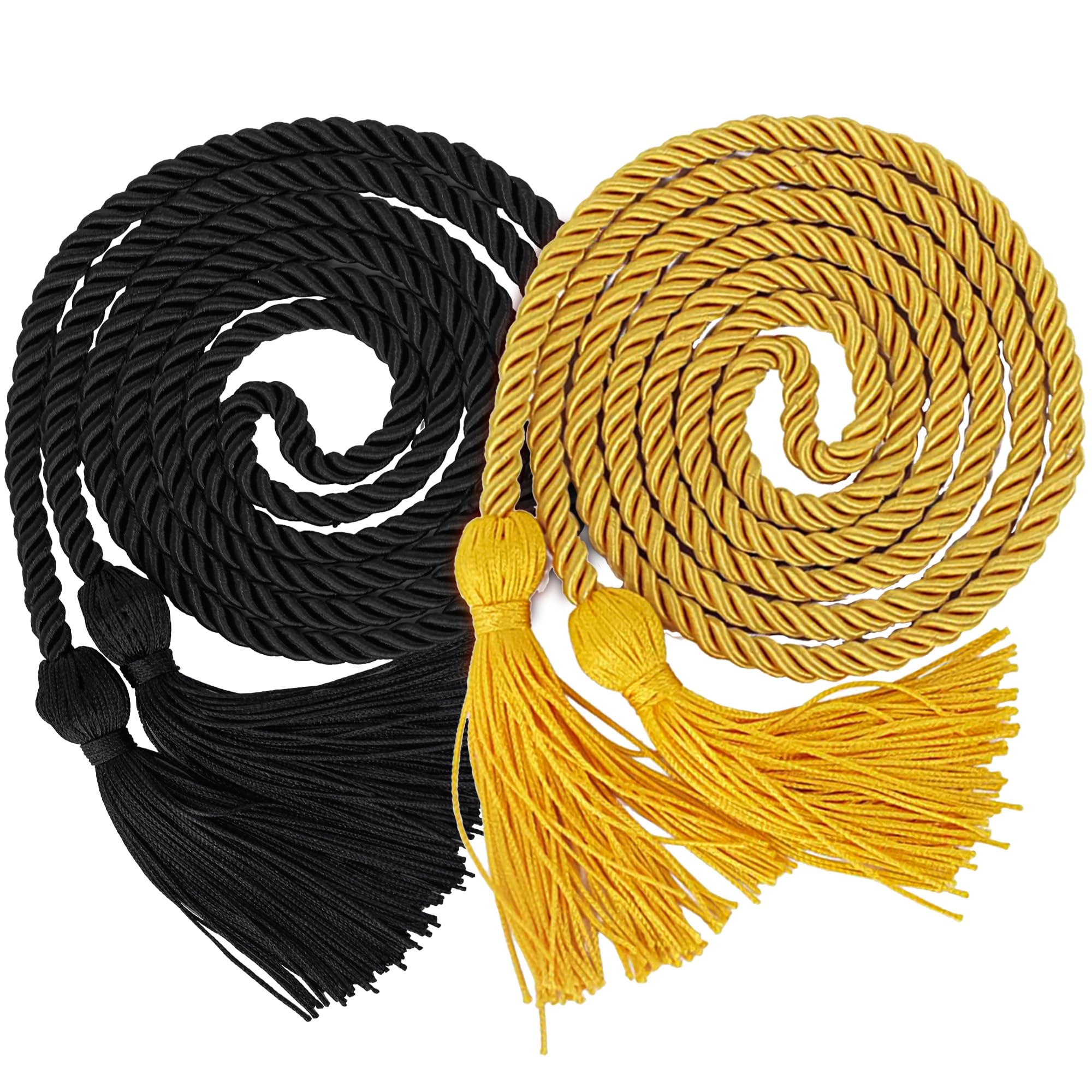 GraduationMall Double Graduation Honor Cords Black &amp; Gold 68"