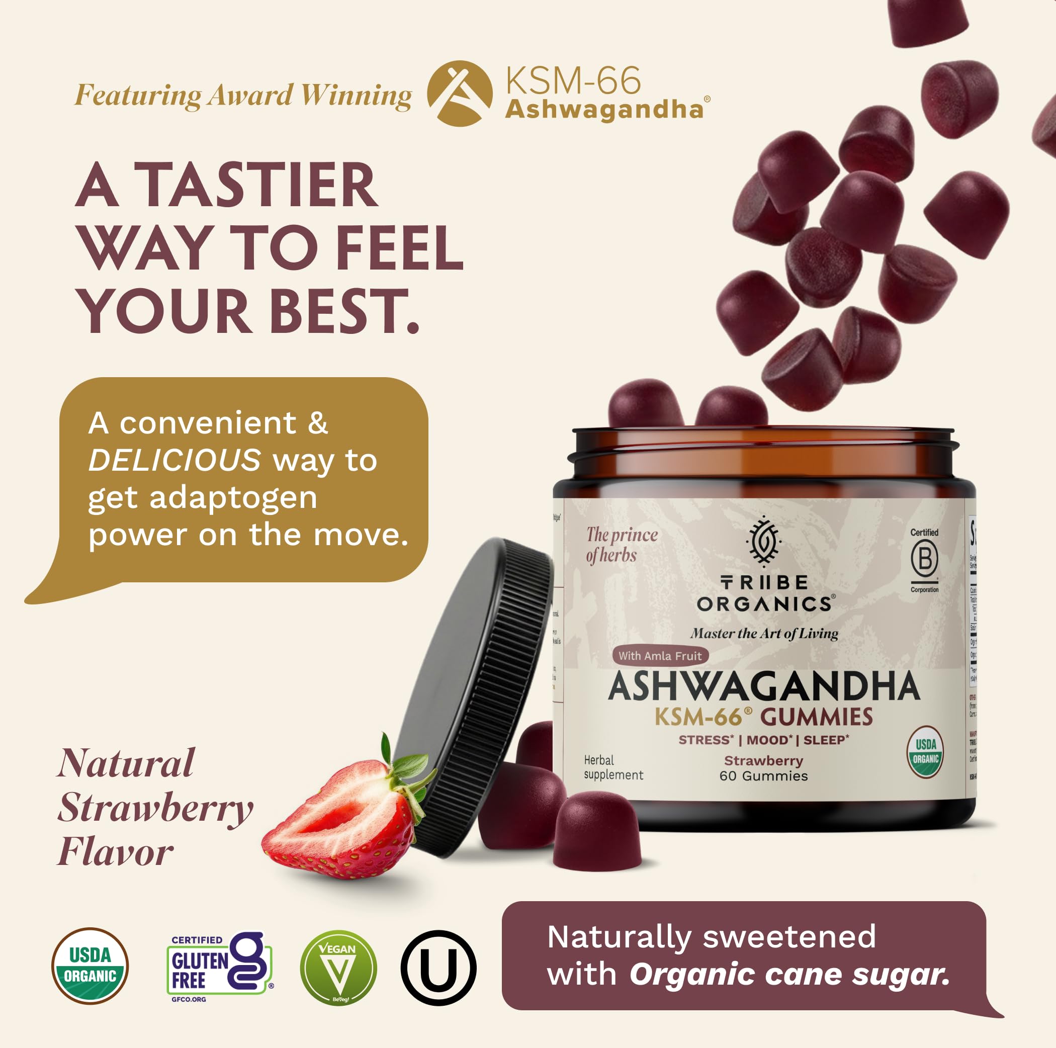 TRIBE ORGANICS Organic Ashwagandha KSM 66 Gummies for Adults, 60ct — Amazon image 2