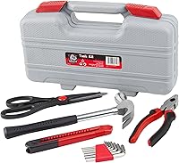 Vista 7 de CARTMAN - Juego de herramientas de 39 piezas, kit general para el hogar con caja de herramientas de plástico, estuche de almacenamiento, con Rojo