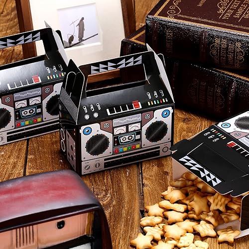 Miniatura 4 de Zonon 24 cajas de recuerdos de fiesta de los años 80, novedosas cajas Boom de los años 90, decoración de fiesta, regalo, dulces para centros de mesa