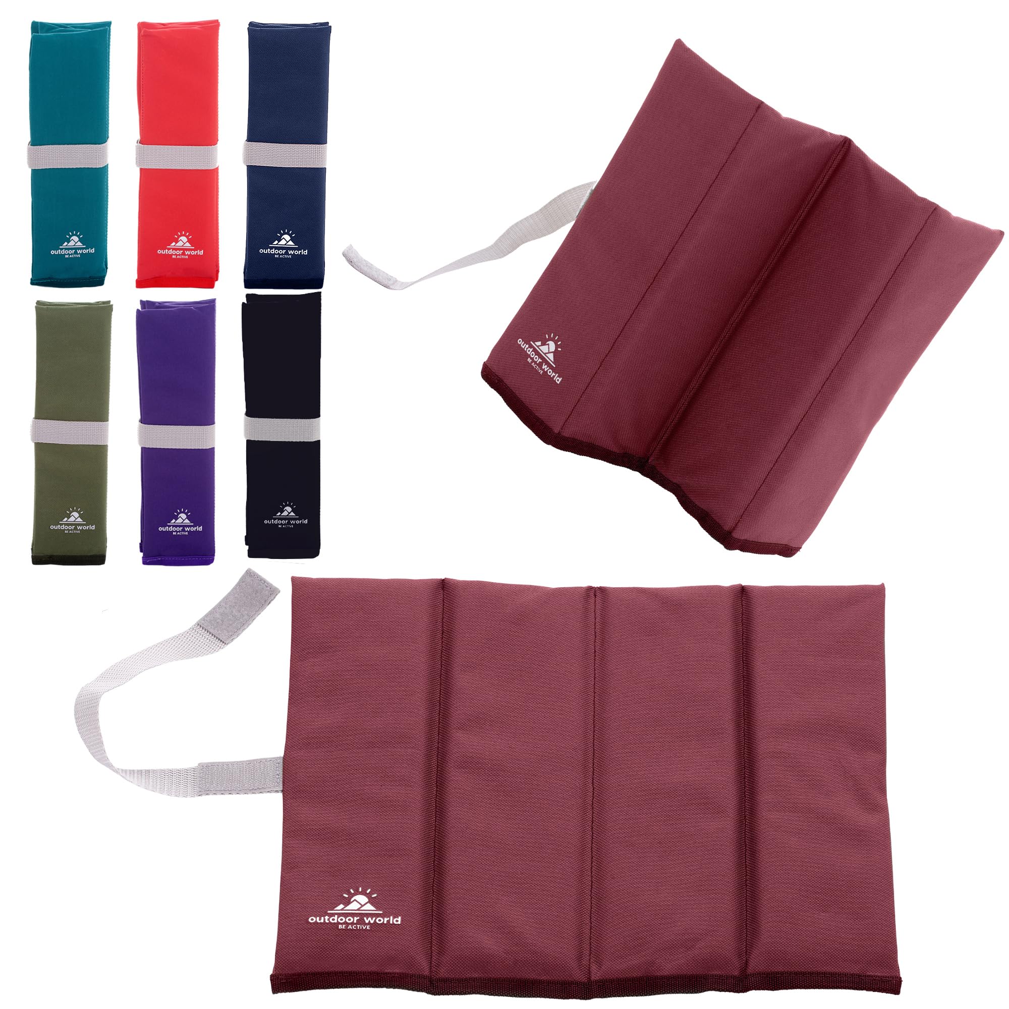 Outdoor World Folding Sit Mat – Lightweight Waterproof Foam Seat Pad for Camping, Hiking, Festivals & Picnics – Compact Foldable Cushion for Outdoor, Stadiums & Garden Use (Burgundy) — image 1
