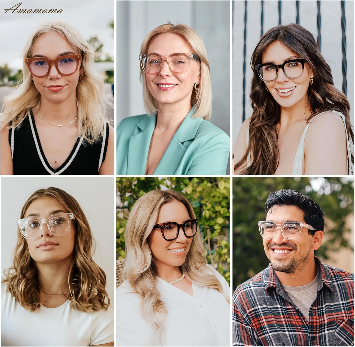 AMOMOMA Retro Oversized Blue Light Blocking Reading Glasses for Women Men,Big Square Computer Womens Readers AM6056