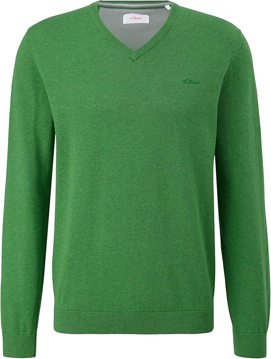 S oliver S.oliver maglione pullover per uomo 100 % cotone verde con scollo a v 2143174