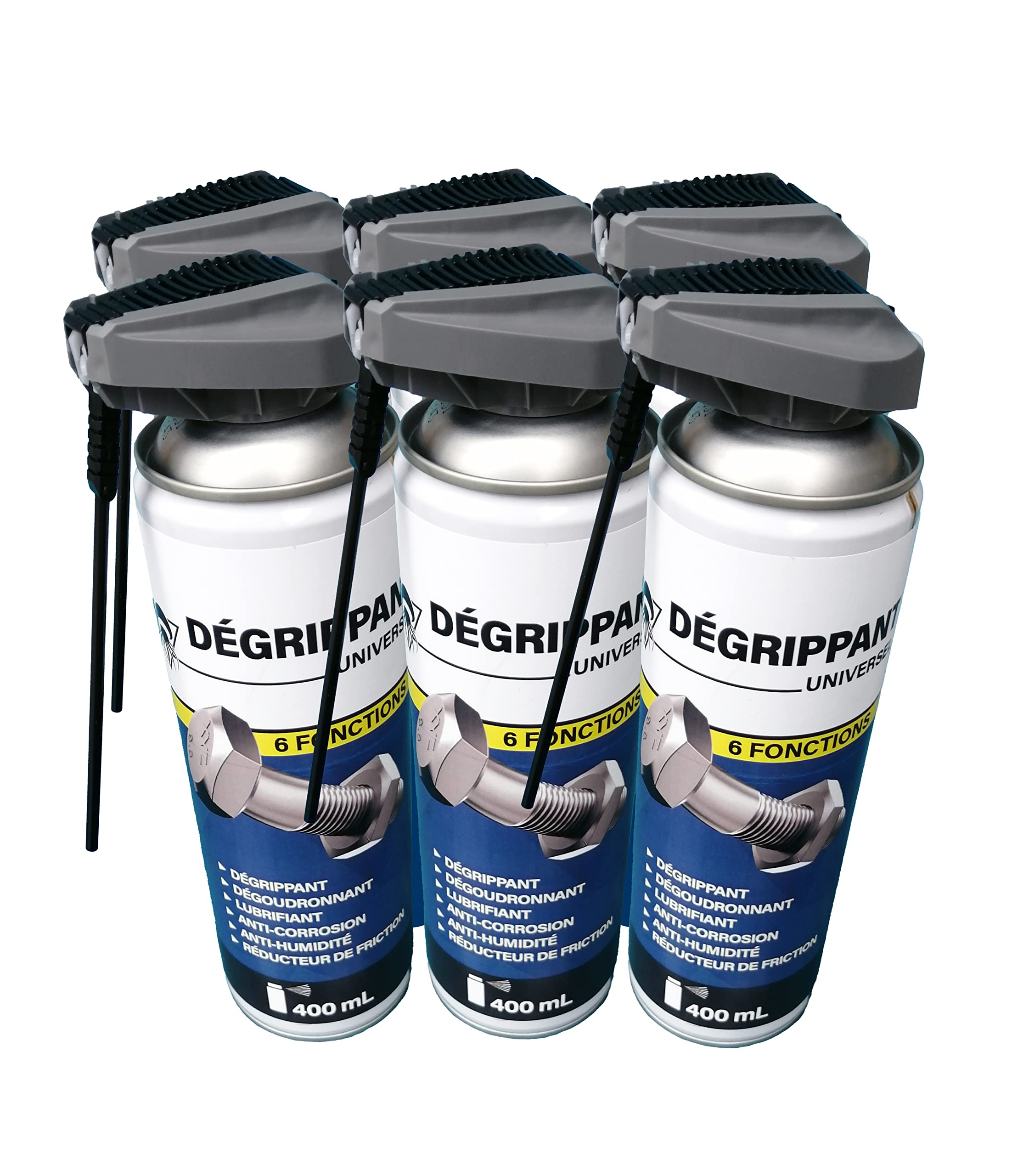 Méduze - Lot 6 x dégrippant universel 6 fonctions 400mL - Haute performance - Déblocage et lubrification - Antifriction - Professionnel