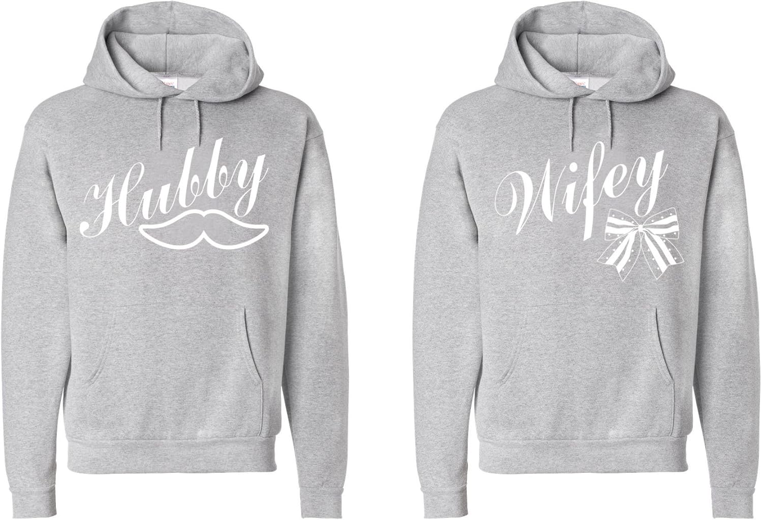 Fasciino Matching Couple Hoodies Hubby Wifey Sweatshirt Set Wedding Anniversary Romantic Gift