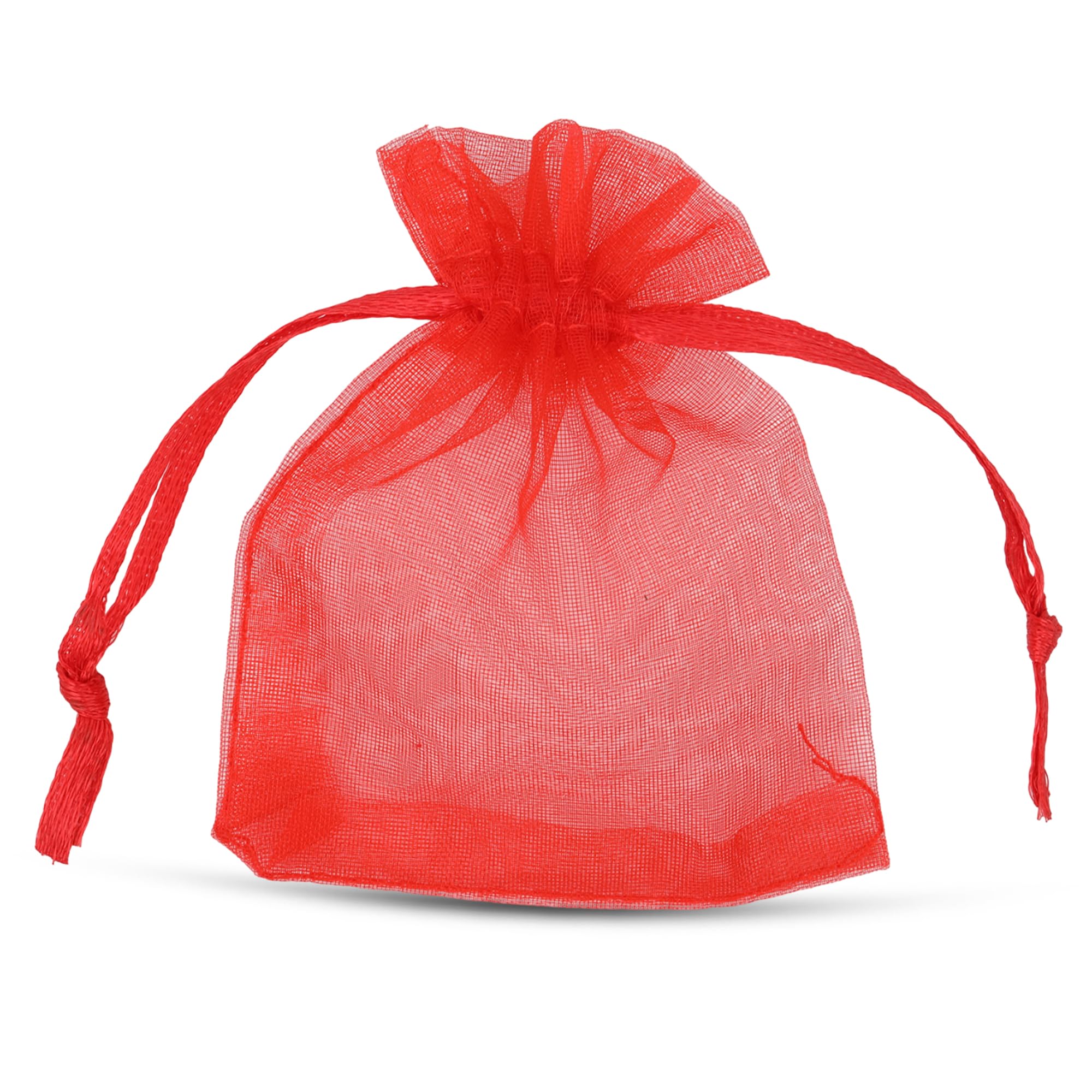 WedDecor 100pcs Sacchetti Regalo Organza, 7cm X 9cm Rosso Piccolo Organza Bomboniera Gioielli Coulisse Caramella Rete per Regali, Natale, Festa Matrimonio Rifornimento
