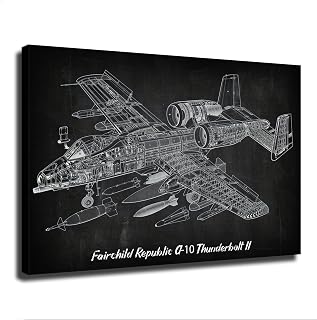 MTfybk A-10 Warthog Thunderbolt II Blueprint Poster Canvas Printing Wall Art Painting for Bedroom Home Office Decoration (08×12inch framed)