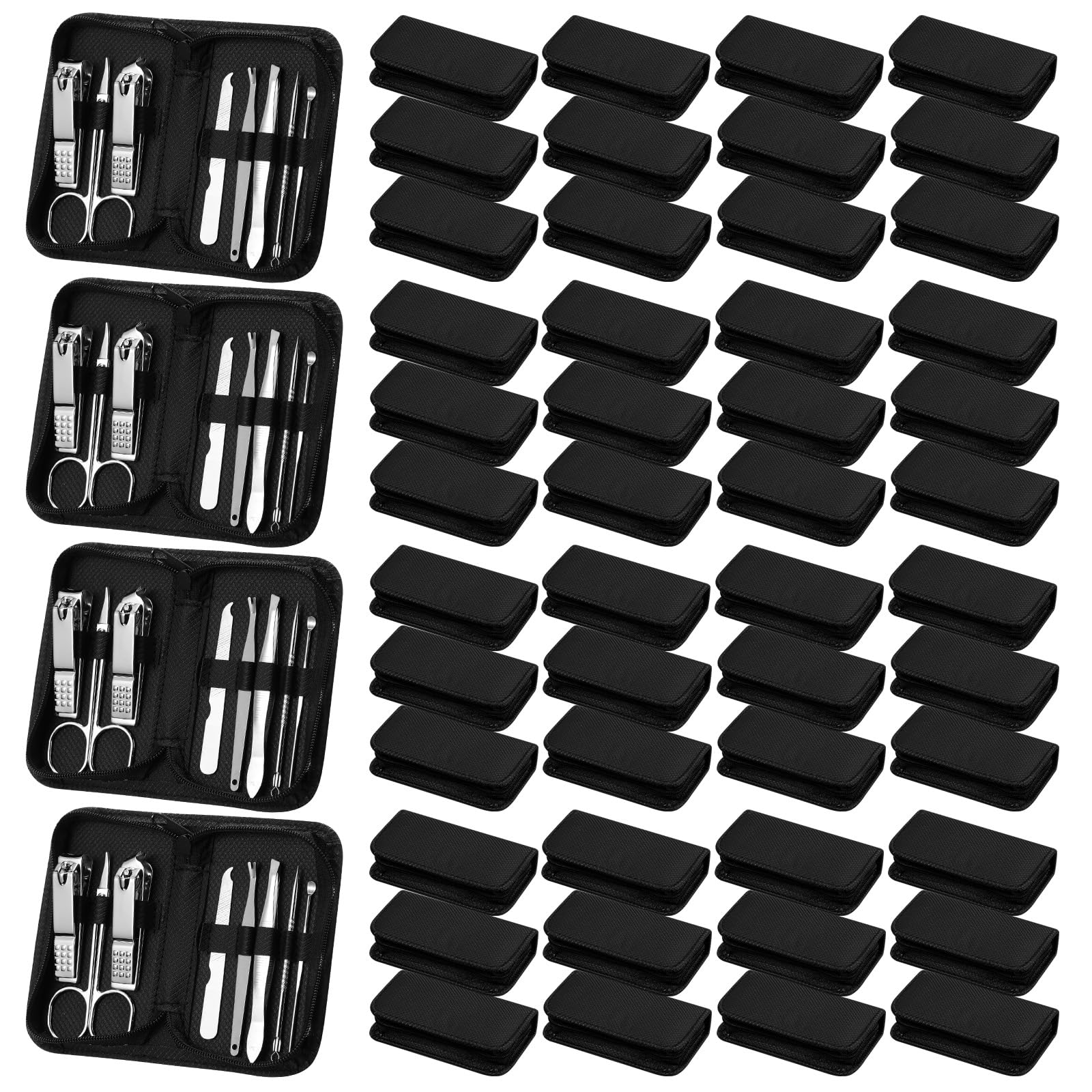 Coume 48 Nail Clippers Kit 8 in 1 Manicure and Pedicure Set with Luxurious Travel Case Stainless Steel Nail Clippers Tools for Men Women Colleague Fathers Day Gift(Black Series)