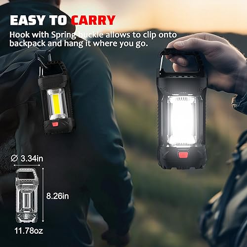 Miniatura 6 de Paquete de 2 faroles de camping recargables, linterna recargable de 2000 lm con batería de 4400 mAh, luz LED impermeable para campamento, linternas