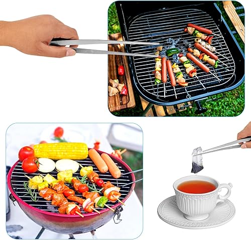 Miniatura 4 de Pinzas de 12 pulgadas, pinzas de cocina, pinzas de acero inoxidable, pinzas delgadas para cocinar, pinzas de cocina con puntas dentadas de