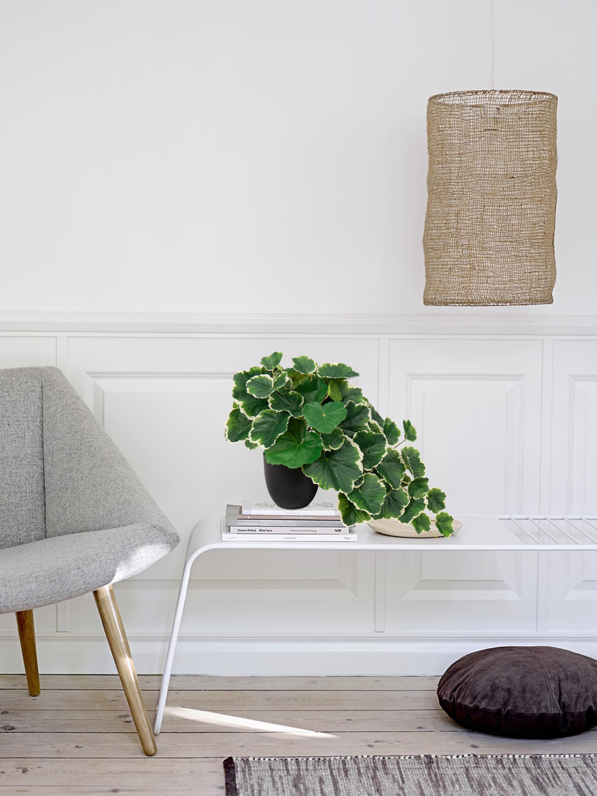Hollyone Artificial Plants in Black Pots, Fake Wilhelm Langguth Geranium Decorative Faux Potted Plants - Image 4
