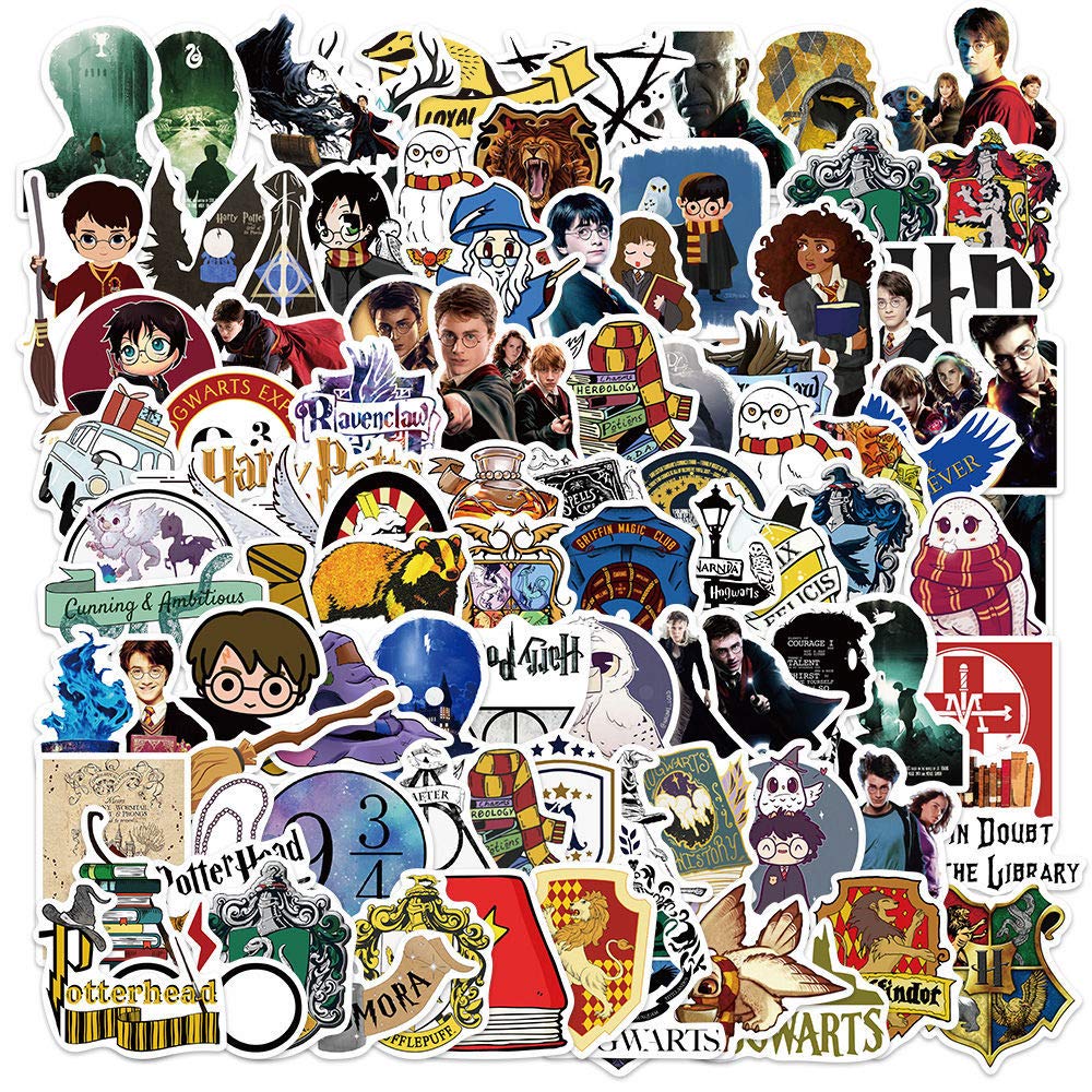 100PCS Cartoon Anime Style Stickers Pack,Vinyl Waterproof Decals, Cute Harrry Movie Character Decals for Water Bottles, School Rewards, Laptop Skateboard Phone Guitar Case Decor
