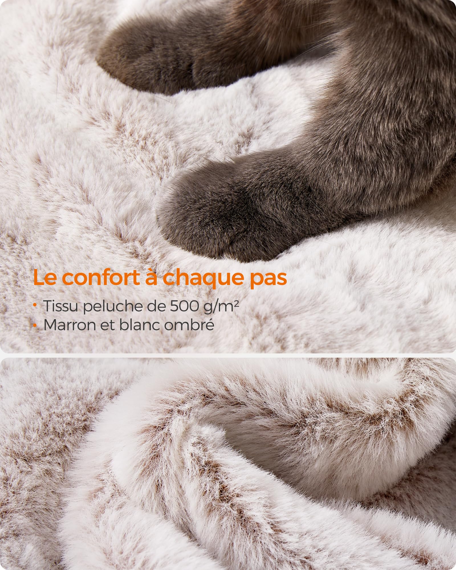 Feandrea Arbre à Chat, Tour de Jeux, Grand, Doux, Marron et Blanc Ombré PCT162M01