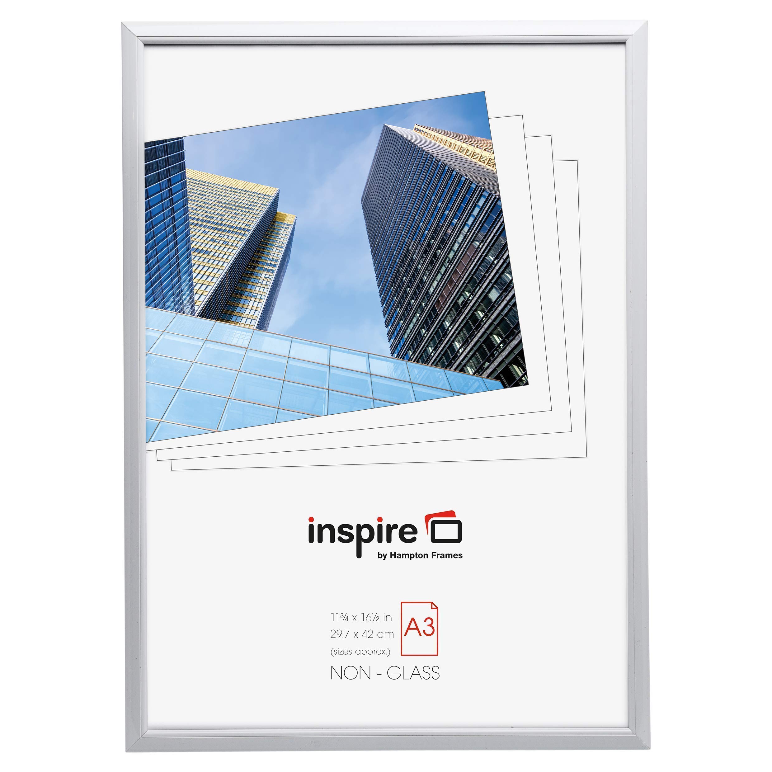 Hampton Frames White | Photo Frame | A3 (30X42cm), Extruded Plastic, Foil Wrapped | Perspex Front, Lightweight, Wall Mount, Portrait Or Landscape | Certificate Display, Home Or Office Decor