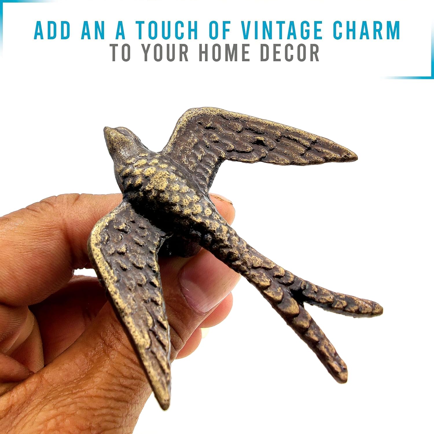 5MOONSUN5 Vintage Cast Iron Closet Door Pull Handles, Bronze Finish, Bird Design knobs Set of 2