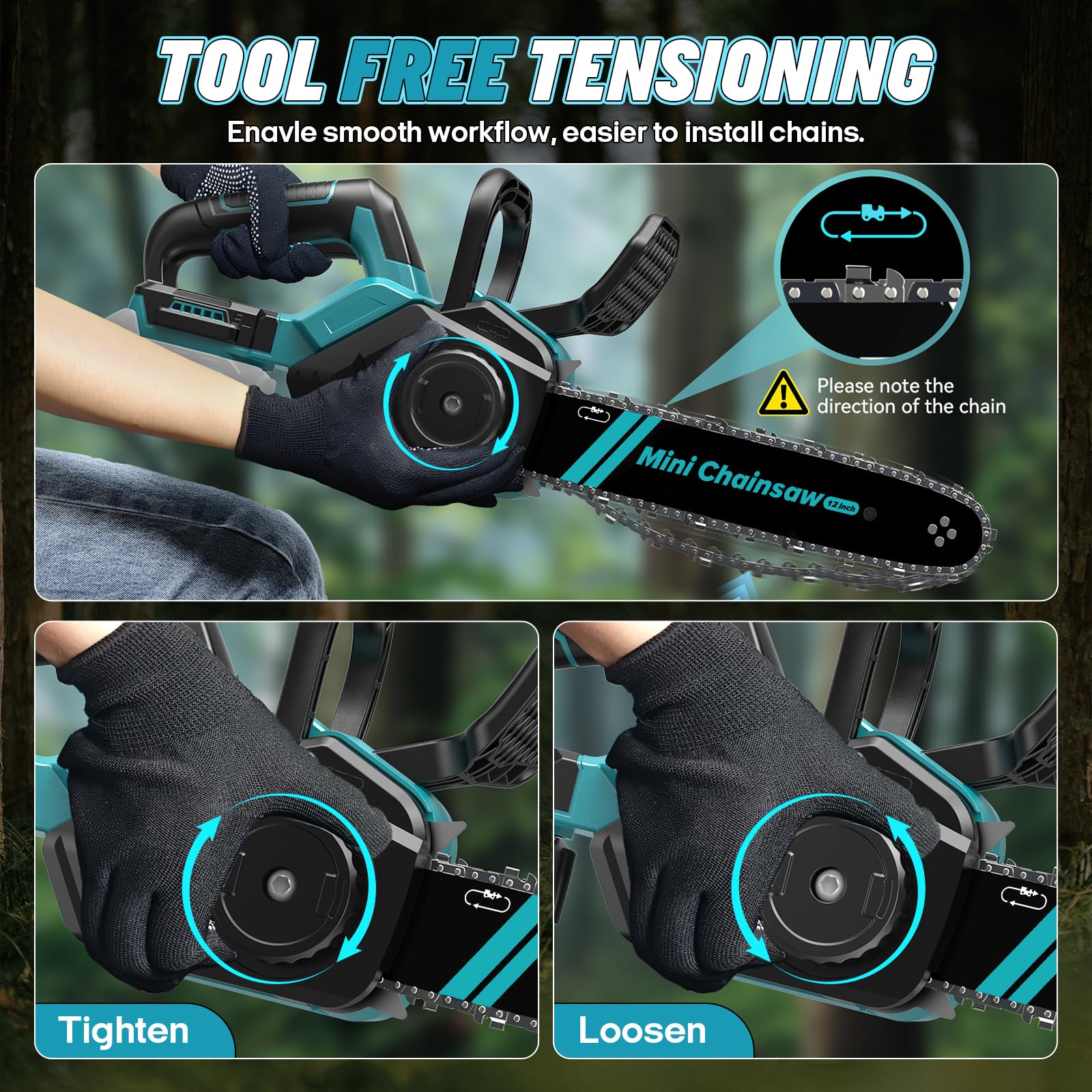Motosega a batteria da 12 pollici, compatibile con batteria Makita da 18 V