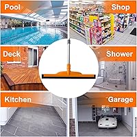 Vista 8 de ITTAR Escobilla de suelo resistente, mango ajustable de 62 pulgadas, hoja de espuma EVA, ideal para hormigón, garaje, patio y más