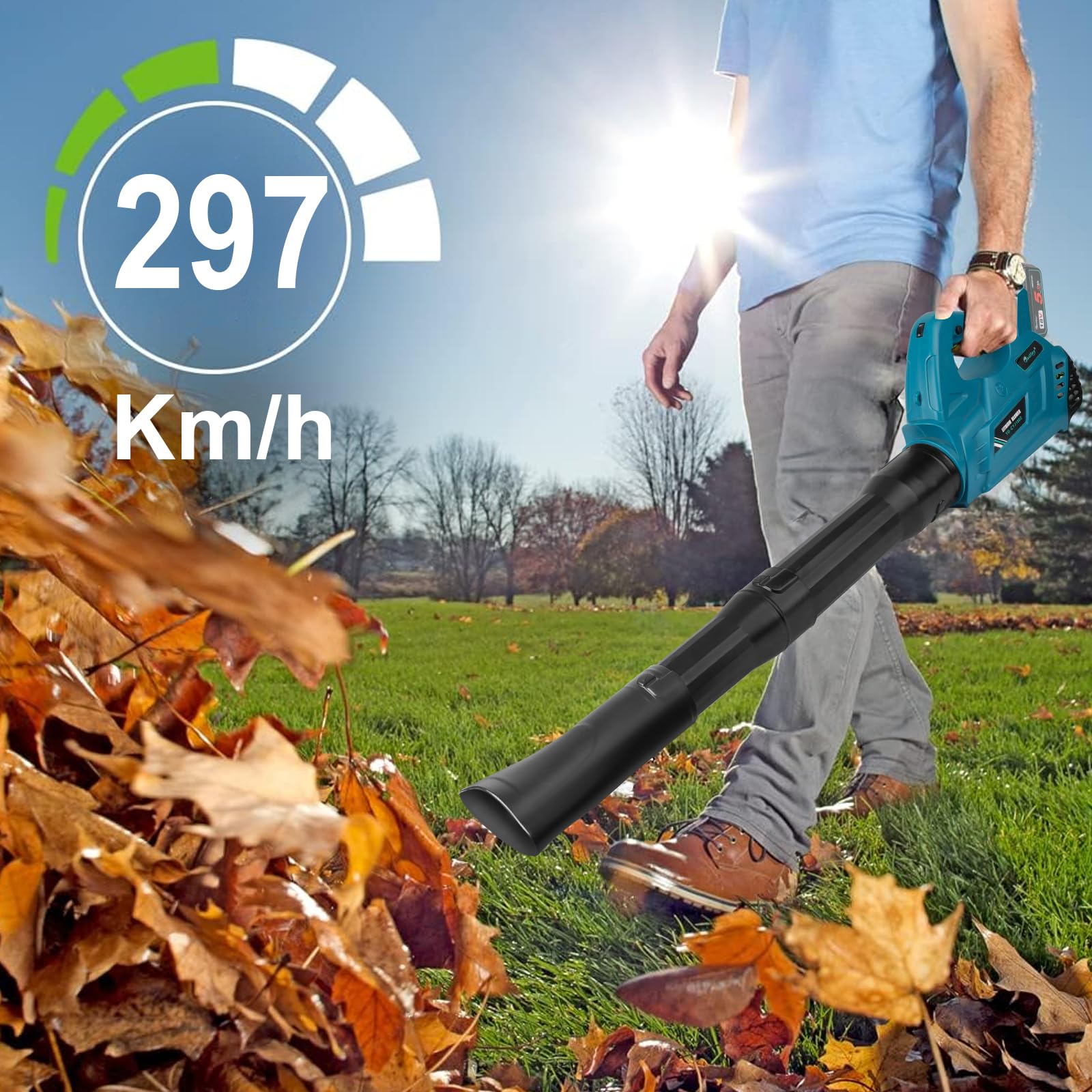 Waitley Soffiatore per batterie Makita 18V per la cura del prato e la manutenzione del giardino - 297 km/h Senza Batteria e Caricabatterie