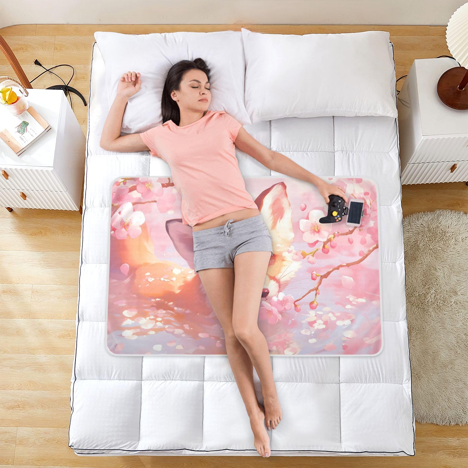 CEBUGI 34” x 52”Washable Underpads Heavy Absorbency Waterproof Incontinence Bed Pads Fox Flower Pee Pads for Adults Kids and Baby