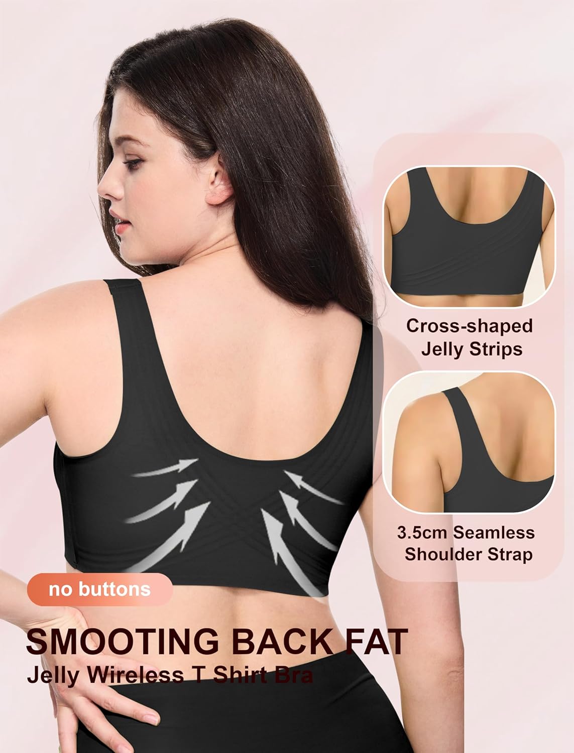 Jelly Wireless Bra Seamless Push Up Full Coverage Supportive Everyday Sport T-Shirt Bra Regular & Plus Size - Image 5