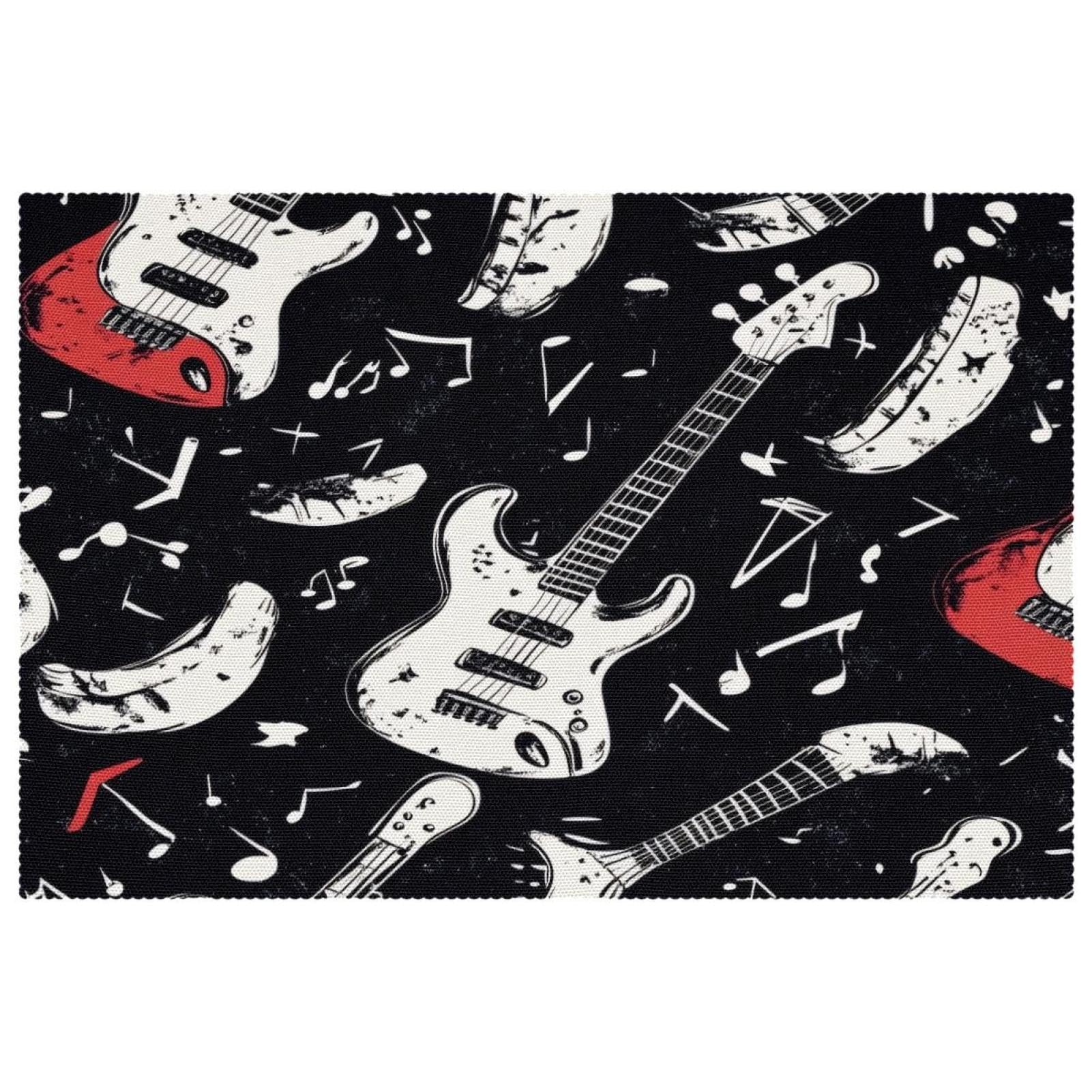 Set de table antidérapant musique guitare 30x45cm résistant chaleur
