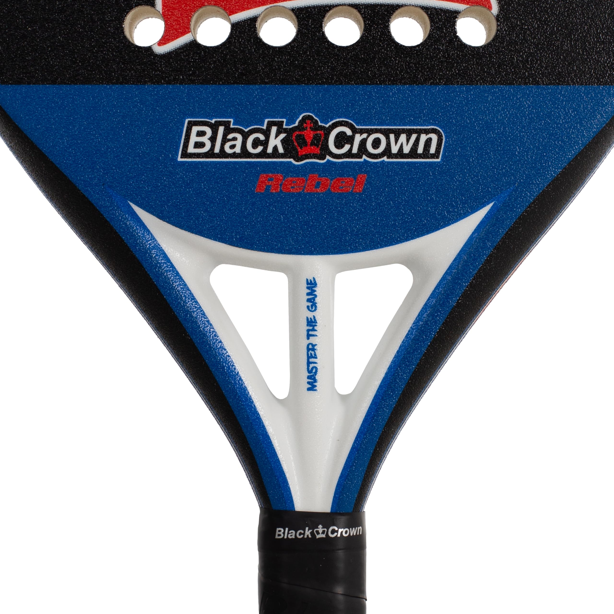 Black Crown - Pala de Pádel Modelo Rebel - Pala Equilibrada - Peso 355-370g - Marco Tubular Carbono 80% 38mm, Forma Redonda - Potencia 50%, Control 50%.