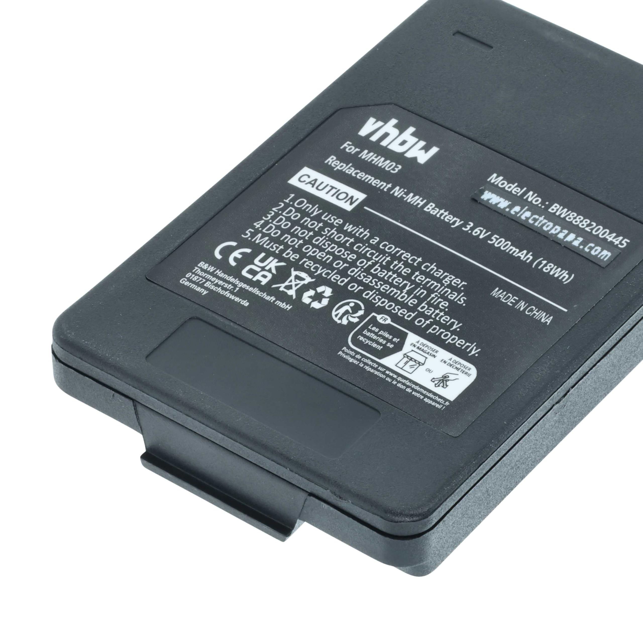 vhbw 5x batteria sostituisce Autec MHM03, LPM01LI, LPM01, R0BATT00E10A0 per Radiocomando Industriale, Telecomando (500mAh, 3,6V, NiMH) - Nero