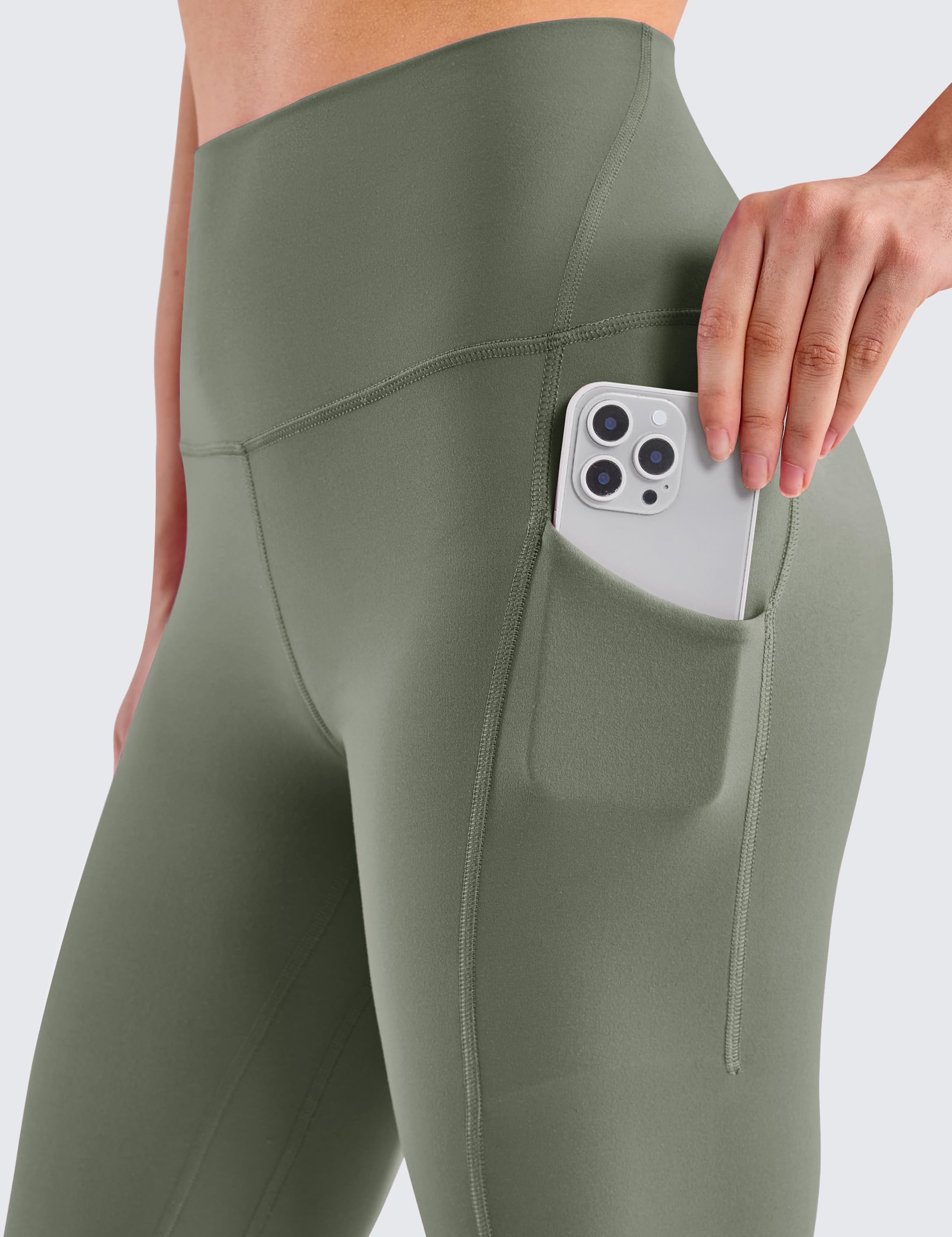 BAYDI Clouduxi Legging de sport, taille haute, pour femme, opaque, pantalon de yoga, de sport, avec poches, 64 cm