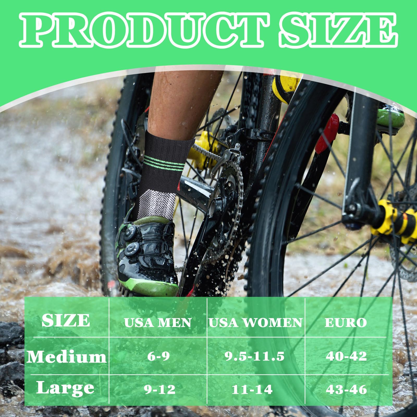 Jiuguva 4 pares de calcetines impermeables para hombre, transpirables, para senderismo, vadeo, ciclismo, vadeo, correr, calcetines