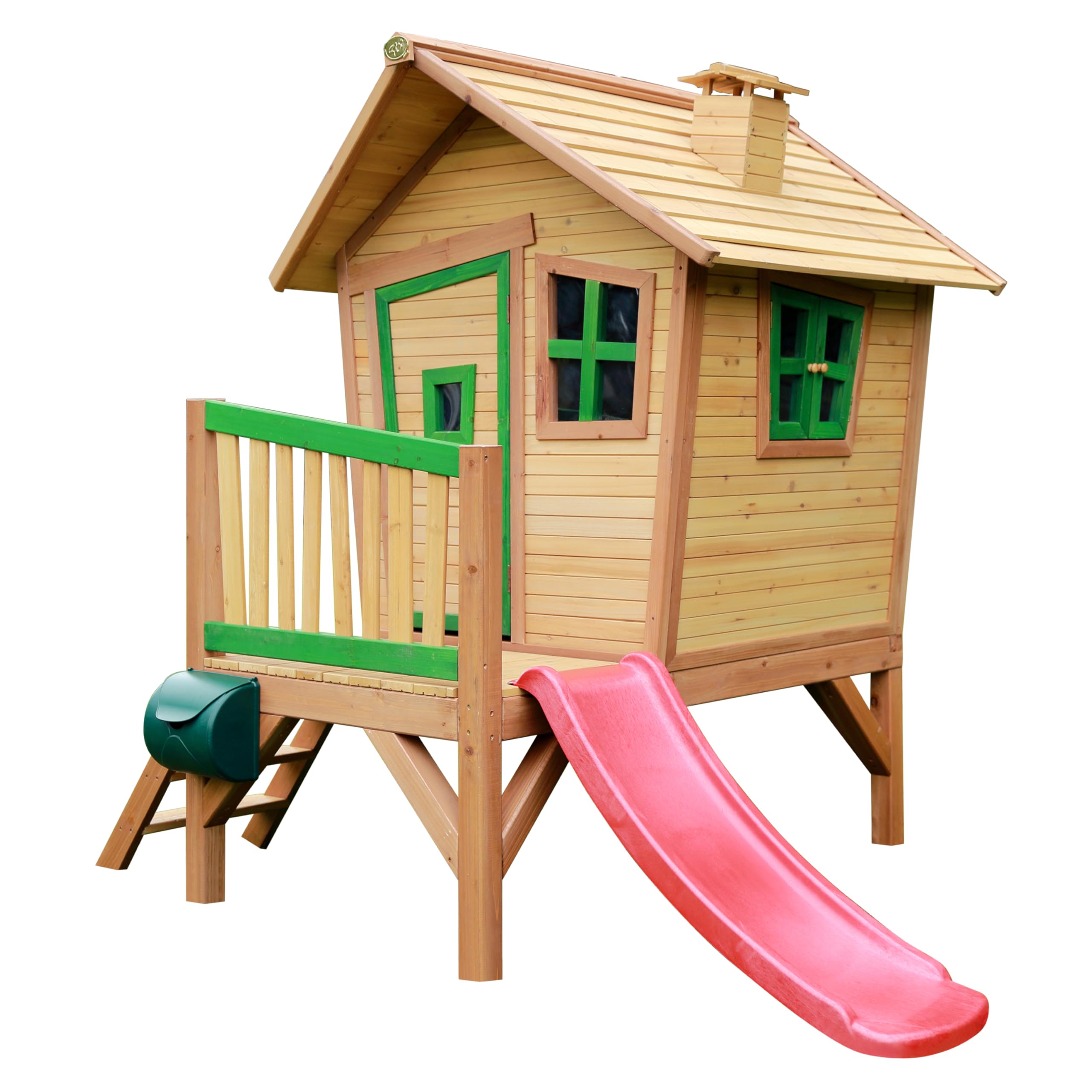 AXI Robin Casa Infantil de Madera FSC con Tobogan Rosso | Casita de Juegos para ninos de Jardin/Exterior | Parque Infantil en Marron y Verde.