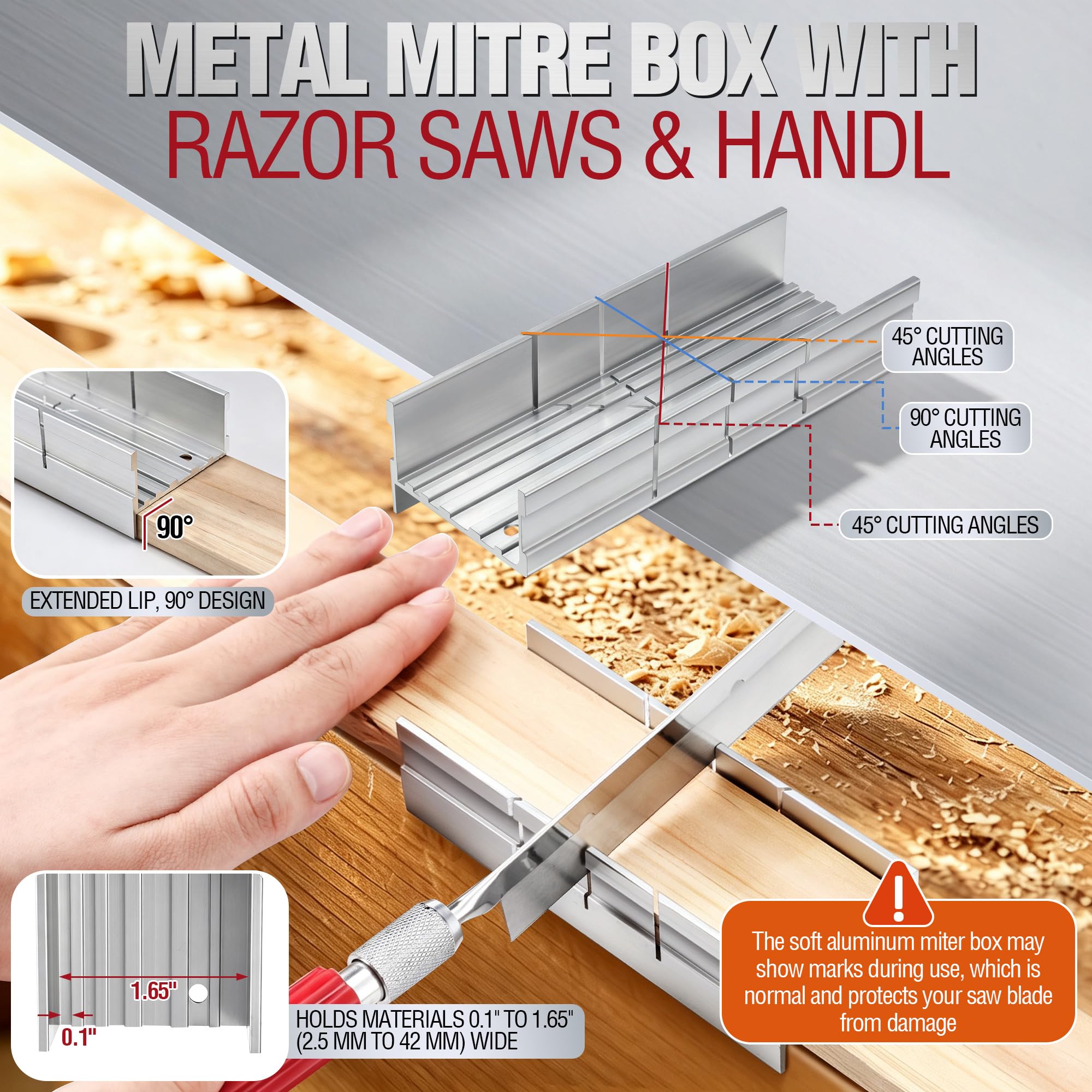 Metal Miter Box Set - 2 Razor Saws for Model Making -3 Metal Miter Box Set - 2 Razor Saws for Model Making -3
