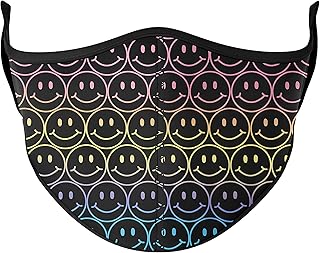 Top Trenz Reusable Face Mask Made with Stretch Cloth for Everyday Use - Indoor/Outdoor Face Cover - Rainbow Happy Glad Face - One Size Fits Most Ages 8+